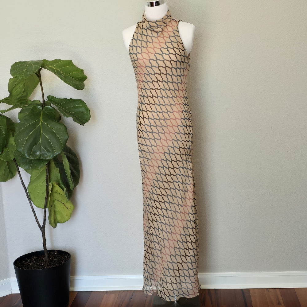 Emanuel Ungaro Patterned Maxi Dress 100% Silk